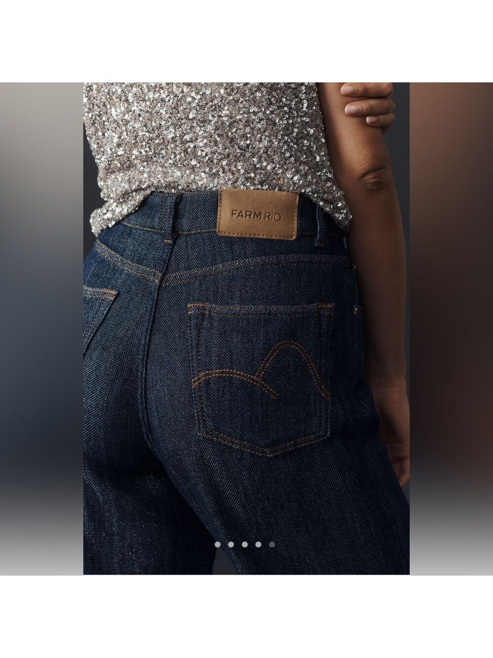 Farm Rio DENIM SHINE WIDE LEG PANTS - Picture 10 of 12